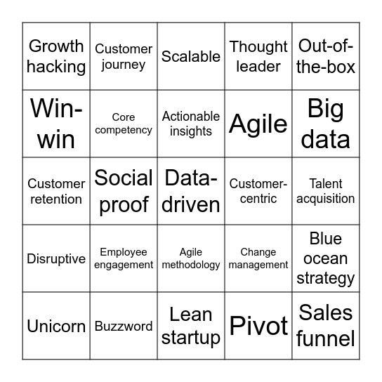 Buzzword Bingo Card