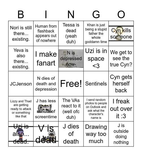 Murder Drones Episode 8 Bingo Card