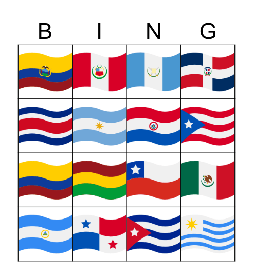 PAÍSES DE HABLA HISPANA Bingo Card