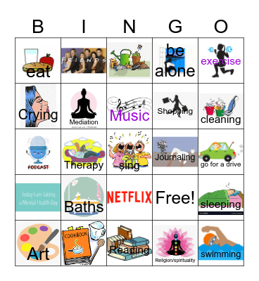 Self Care Bingo Card