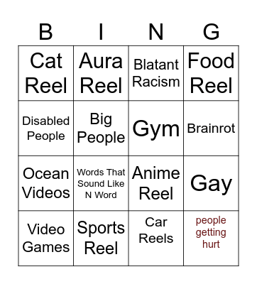 IG Reels Bingo Card