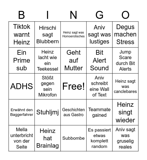 Heinzjmj Bingo Card