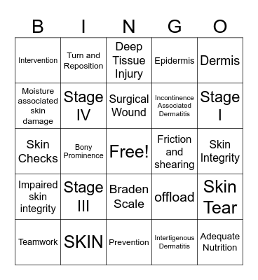 WOUND Bingo Card