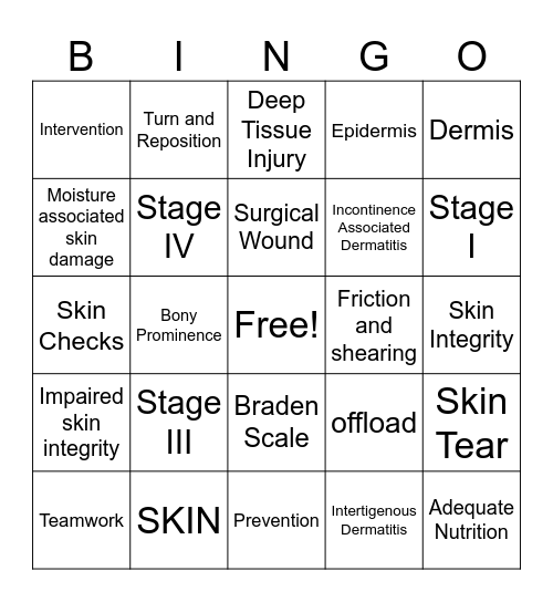 WOUND Bingo Card