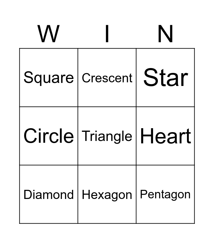 Geometric Shapes Bingo Card