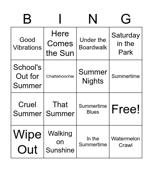 Summer Bingo Card