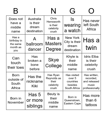 Find the Staff Member Bingo Card