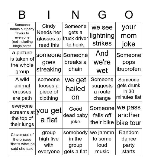 Biker Bingo Card