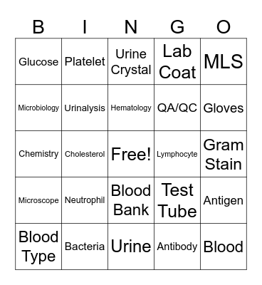 Medical Laboratory Science Bingo Card