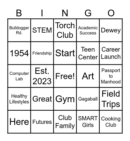 50/50 BGCD Bingo Card