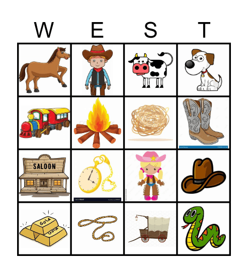 Wild West Bingo Card
