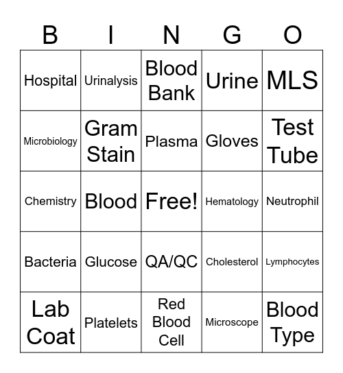 Medical Laboratory Science Bingo Card