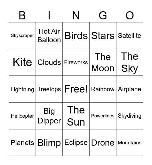 Look Up! Bingo Card