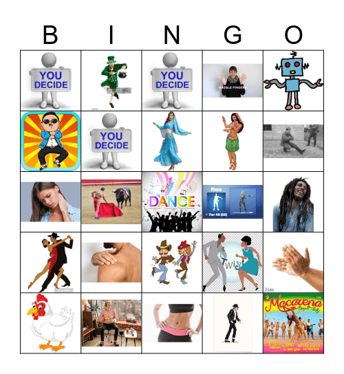 Dance Party Bingo Card