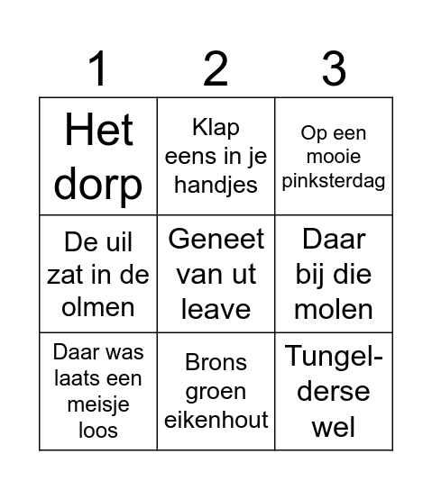 Muziek bingo Card