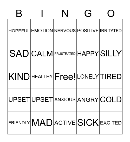 EMOTION BINGO Card