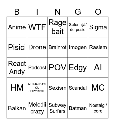 Bruh Bingo Card