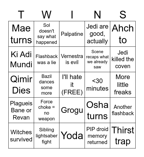 Acolyte Bingo Card