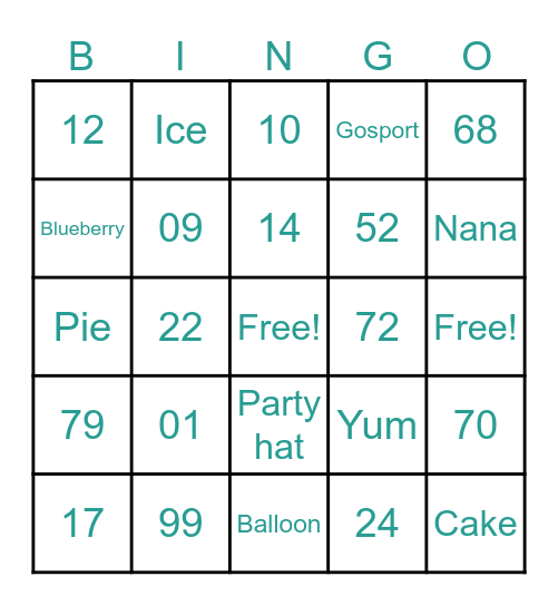 Birthday bingo Card