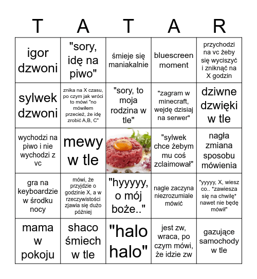Tatarskie Bingo Card