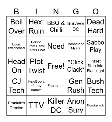 DbD Bingo Card