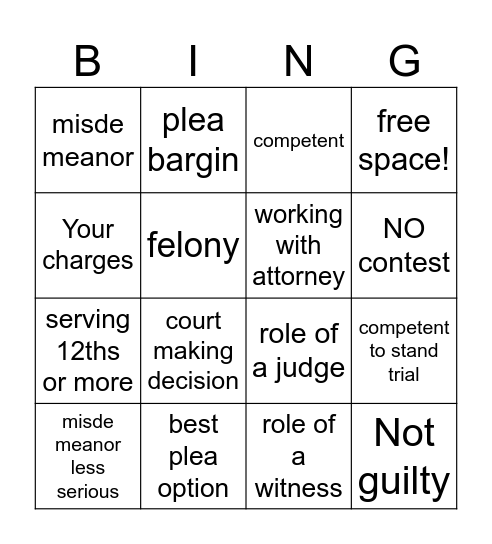 Restoration Bingo Card