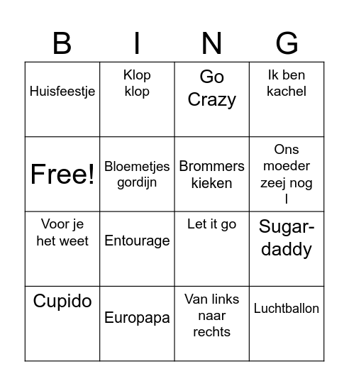 Juffen Bingo Card