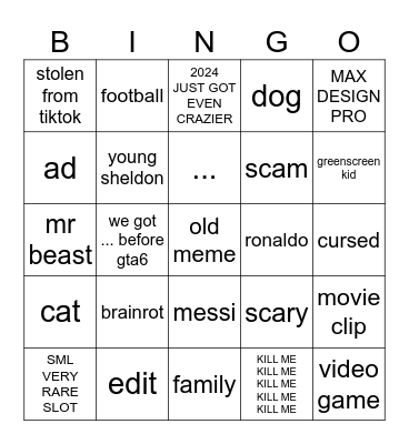 youtube shorts bingo Card
