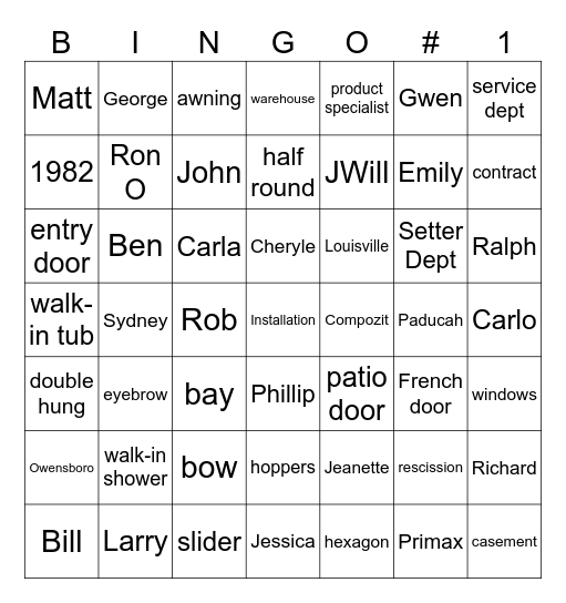 Random Monday BINGO Card