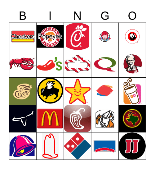 Restaurants Bingo Card