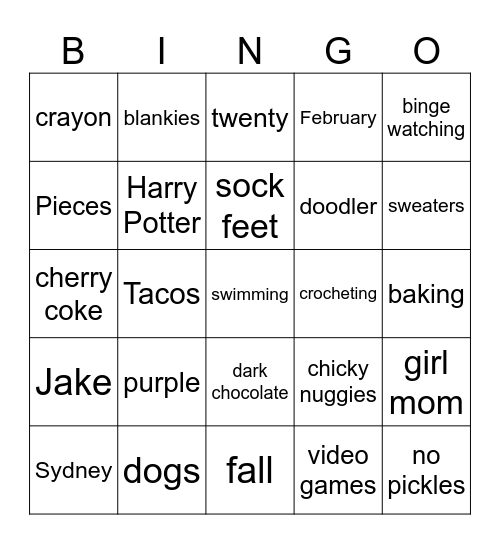 Sydney BINGO Card