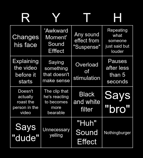 Ryth Bingo Card