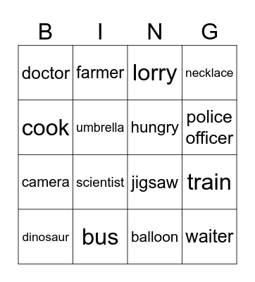 Bingo! Bingo Card