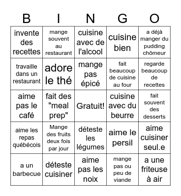 Trouve quelqu'un qui... Bingo Card