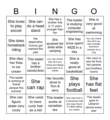 EXPLO Bingo Card