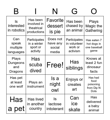 Silver Snake Bingo Card