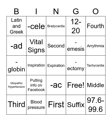 MA 50 Week 1 Theory Exam BINGO Card