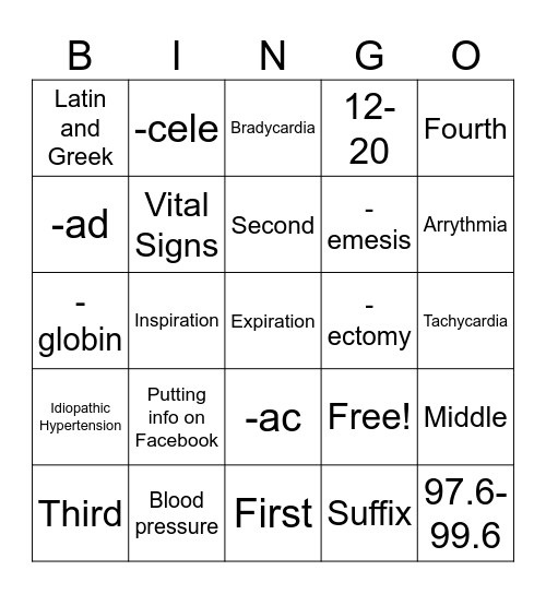 MA 50 Week 1 Theory Exam BINGO Card
