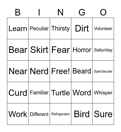 Purple Shirt Bingo Card