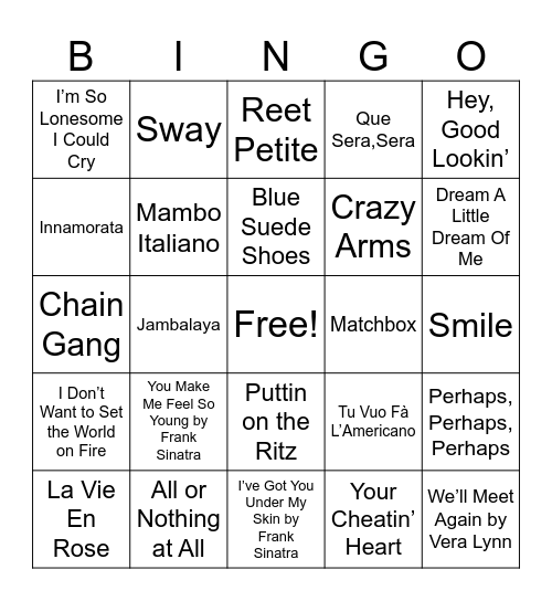 Music Bingo Card