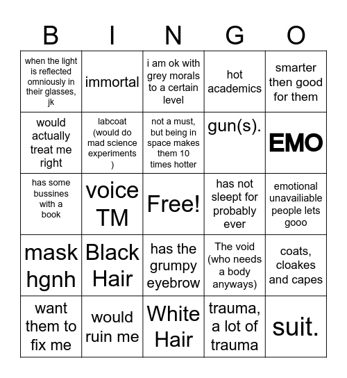 Veras corner of shame Bingo Card