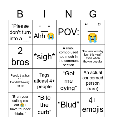 Tiktok Bingo Card