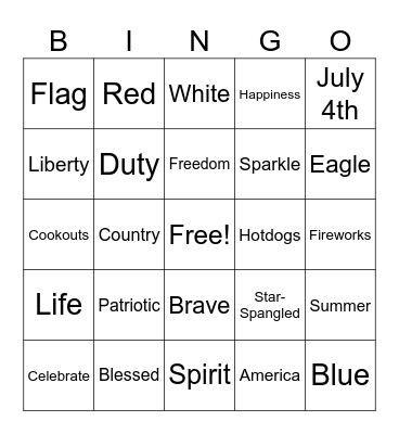 Patriotic BINGO Card