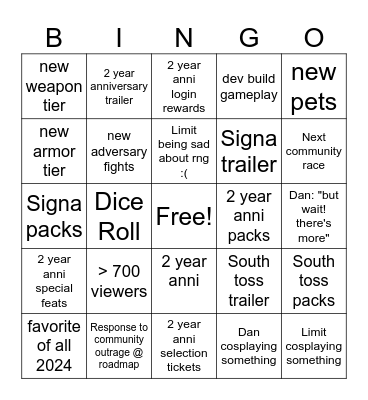 07/22/24 CotC TT Bingo Card