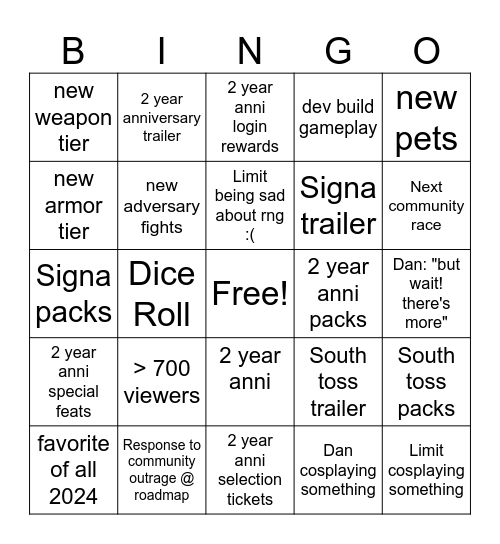 07/22/24 CotC TT Bingo Card