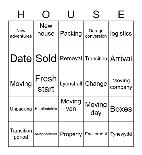 Moving Bingo Card