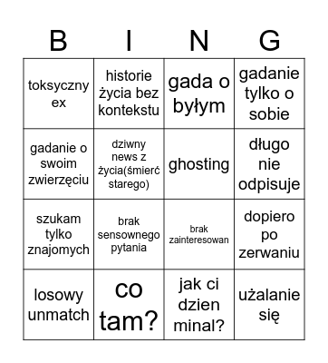 randkowanie 2024 Bingo Card