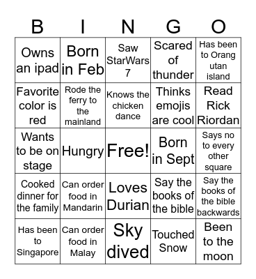 BSF Level 4 Bingo Card
