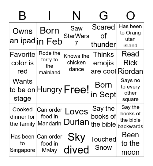 BSF Level 4 Bingo Card