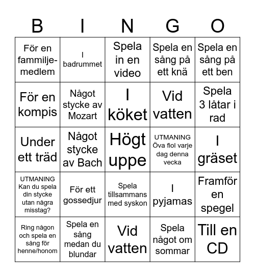 Sommarbingo fiol Bingo Card